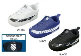 18 Bulk Infant Boy's Smooth & Metallic Sneakers W/ Elastic Laces