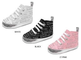 24 Bulk Infant Girl's High Top Sneakers W/ Printed Bebe Logo