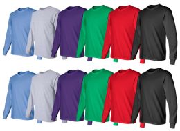 36 Bulk Mens Cotton Long Sleeve Tee Shirt Assorted Colors Size Large