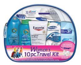 6 Bulk Women's Travel Hygiene Convenience Kits - 10 Pc. In Zippered Pouch