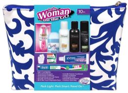 3 Bulk Women's Deluxe Travel Hygiene Convenience Kits - 9 Pc. In Premium Travel Bag