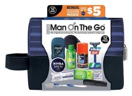 6 Bulk Men's Deluxe Travel Hygiene Convenience Kits - 12 Pc. In Zippered Pouch