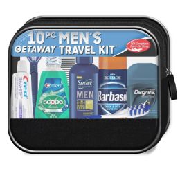 4 Bulk Men's Travel Hygiene Convenience Kits - 10 Pc. In Zippered Pouch