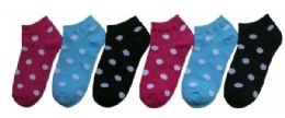 480 Bulk Boy's & Girl's Low Cut Novelty Socks - Polka Dot Print - Size 4-6