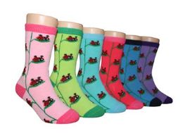 480 Bulk Boy's & Girl's Novelty Crew Socks - Lady Bug - Size 6-8