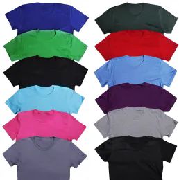 144 Bulk Womens Cotton Short Sleeve T Shirts Mix Colors Size Large
