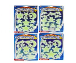72 Bulk 4 Assorted 14 Piece Glow In The Dark Star And Moon On Card