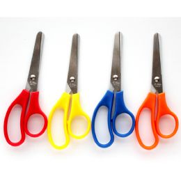 500 Bulk 5 Scissors, round tip. Assorted colors - bulk pack