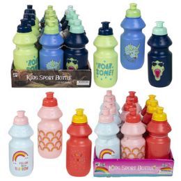 24 Bulk Sports Bottle Kids 12oz 2-12pcpdq Per Mstr 6ast/dino&rainbowht