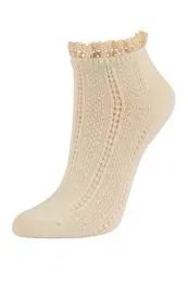 120 Bulk Sofra Girl's Texture No Show Lace Socks 7-9
