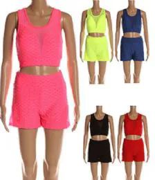 48 Bulk Womens Scrunched Two Piece Set