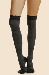 240 Bulk Women's Aztec Texture Over The Knee Socks 9-11