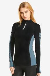 24 Bulk Sofra Ladies 1/4 Zip Active PulloveR- Black