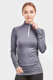 24 Bulk Sofra Ladies 1/4 Zip Active PulloveR- Gry