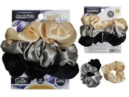 288 Bulk 3-Piece Scrunchie Satin Hair Ties