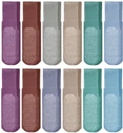 12 Bulk Yacht & Smith Men's Diabetic Cotton Assorted Pastel Colors Non Slip Socks, Size 10-13