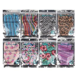 48 Bulk Printed Bath And Shower Gloves
