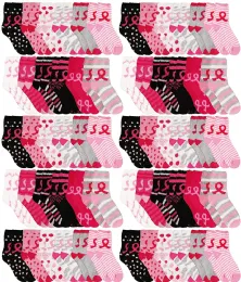 60 Bulk Yacht & Smith Women's Assorted Colored Warm & Cozy Fuzzy Breast Cancer Awareness Socks