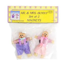 144 Bulk Wicker Bunny Magnet S/2 Mr/mrspp