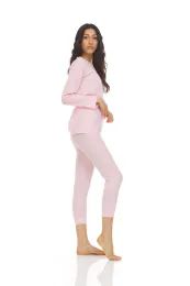 24 Bulk Yacht & Smith Womens Cotton Thermal Underwear Set Pink Size L
