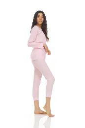 3 Bulk Yacht And Smith Womens Thermal Underwear Set In Pink Size Small