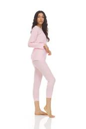 3 Bulk Yacht And Smith Womens Thermal Underwear Set In Pink Size Medium