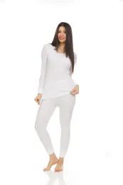 3 Bulk Yacht And Smith Womens Thermal Underwear Set In White Size Medium