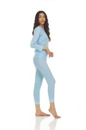 3 Bulk Yacht And Smith Womens Thermal Underwear Set In Blue Size Xlarge