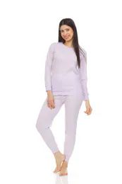 3 Bulk Yacht And Smith Womens Thermal Underwear Set In Purple Size Small