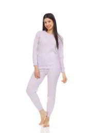 3 Bulk Yacht & Smith Womens Cotton Thermal Underwear Set Purple Size xl