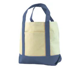 48 Bulk 9 Ounce Cotton Seaside Canvas Tote In Blue