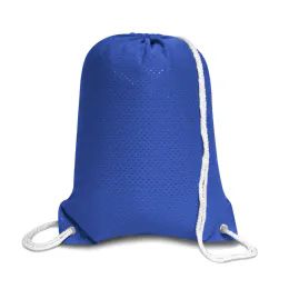 48 Bulk Jersey Mesh Drawstring Backpack In Royal