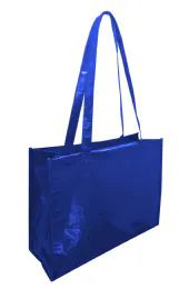 60 Bulk Heavyweight 90 Gram Polypropylene Tote Bag With Metallic Coating In Royal