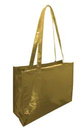60 Bulk 60 Heavyweight 90 Gram Polypropylene Tote Bag With Metallic Coating In Gold
