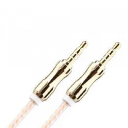 12 Bulk Auxiliary Music Cable 3.5mm To 3.5mm Wire Cable With Metallic Head In Gold