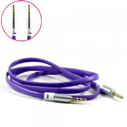 12 Bulk Auxiliary Music Cable 3.5mm To 3.5mm Flat Wire Cable In Purple