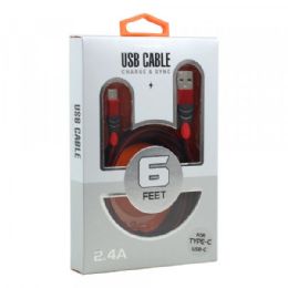 12 Bulk Micro V8v9 2.4a Braided Cloth Strong Durable Charge And Sync Usb Cable 6 Foot In Red