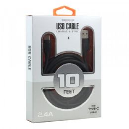 12 Bulk Micro V8v9 2.4a Heavy Duty Strong Durable Charge And Sync Usb Cable 10 Foot In Black