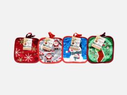 72 Bulk 2pk Xm Printed Potholder Set 7inchx7inch