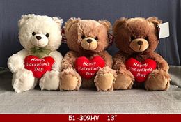 36 Bulk Three Color Valentines Day Bear