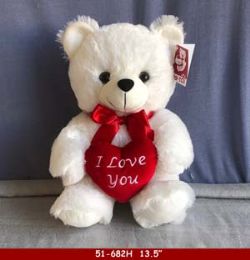 25 Bulk Soft White Plush With Love Heart
