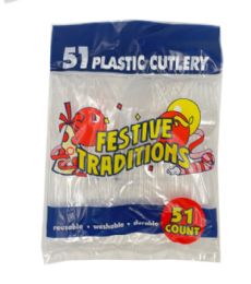 108 Bulk 51 Piecec Clear Plastic Cutlery