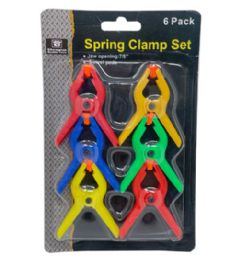 48 Bulk 6 Piece Mini Plastic Spring Clamp Assorted Color