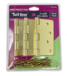 12 Bulk 3 Piece Door Hinge Set 4x4 Polish Brass