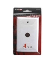 72 Bulk 4 Piece Whitet Phone Cable Wall Plate 4.5x2.12