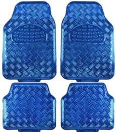 6 Bulk 4 Piece Metallic Design Floor Mat Blue
