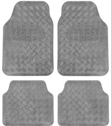 6 Bulk 4 Piece Metallic Design Floor Mat Charcoal