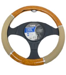 36 Bulk Steering Wheel Cover Wood Grain Beige