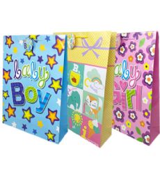 144 Bulk Celebrate Baby Xlarge Gift Bag GLossy