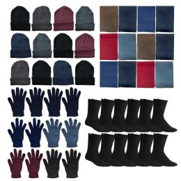 24 Bulk Yacht & Smith Unisex Winter Sets. Thermal Beanie, Thermal Gloves, Thermal Scarf, Thermal Socks (4 Units Per Set)